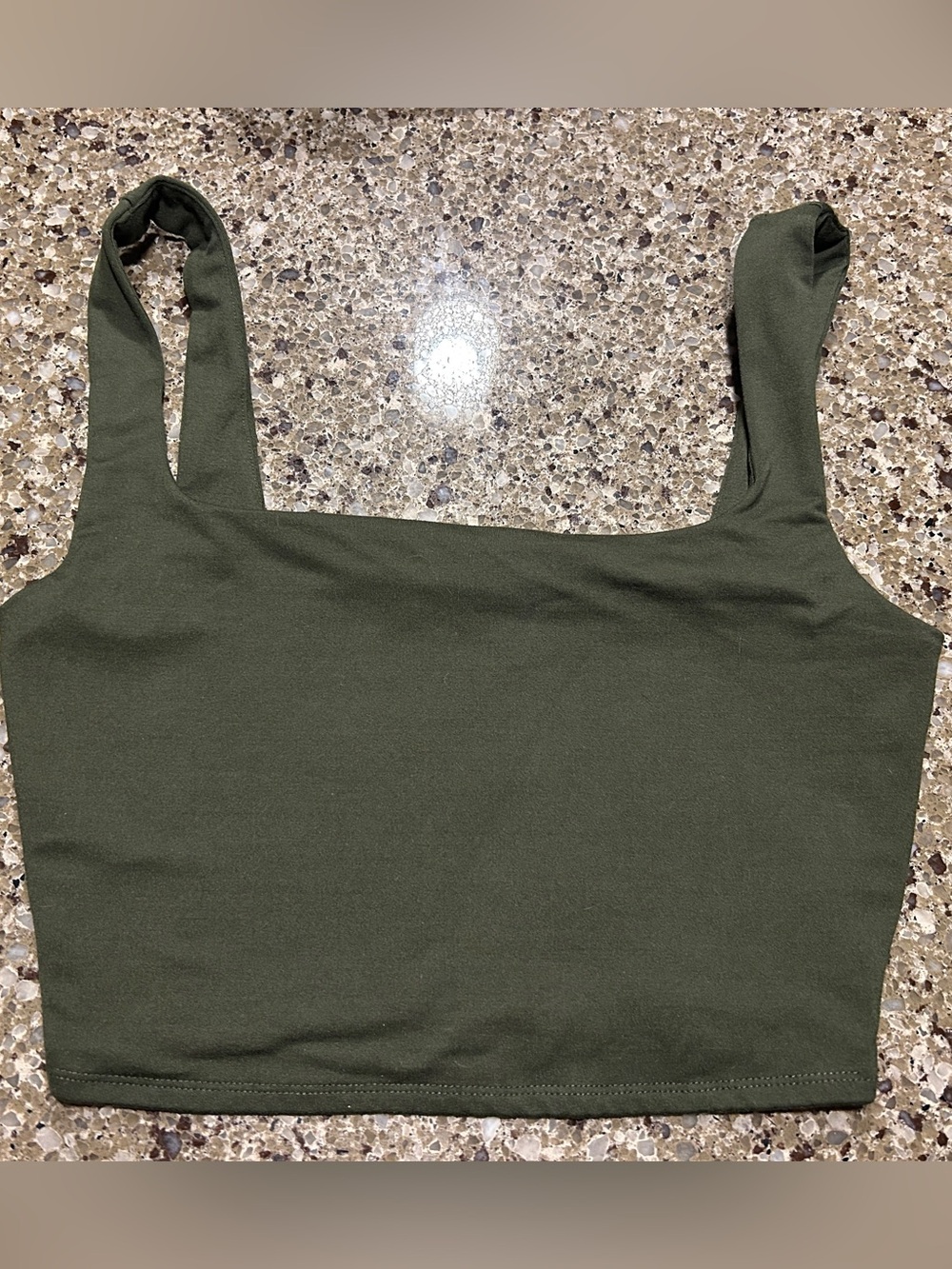 Reformation Olive Green Square Neck Crop Tank